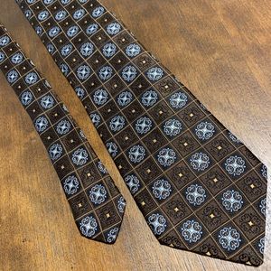 Geometric floral silk neck tie